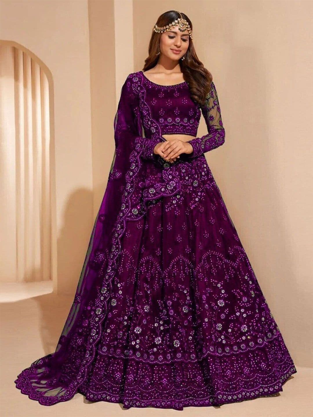 REELOVE FACTORY Embellished Sequinned Semi-Stitched Lehenga & Unstitched Blouse With Dupatta - view 1