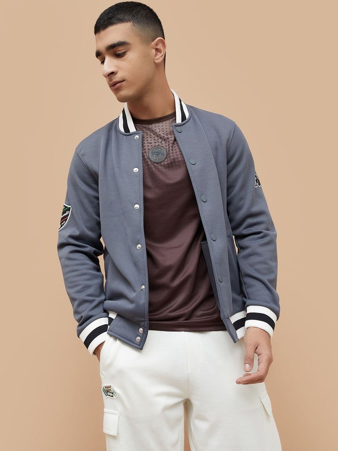 Kappa Men Brand Logo Varsity Jacket - view 1