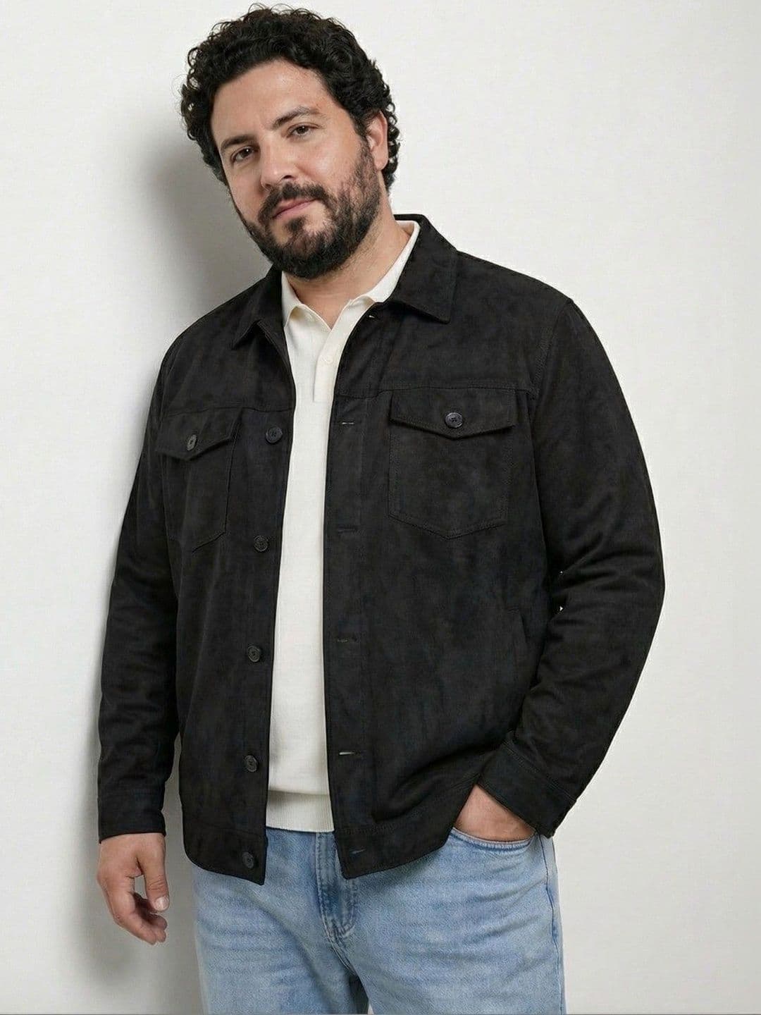 UNSTD Men Plus Size Casual Suede Jacket - view 1