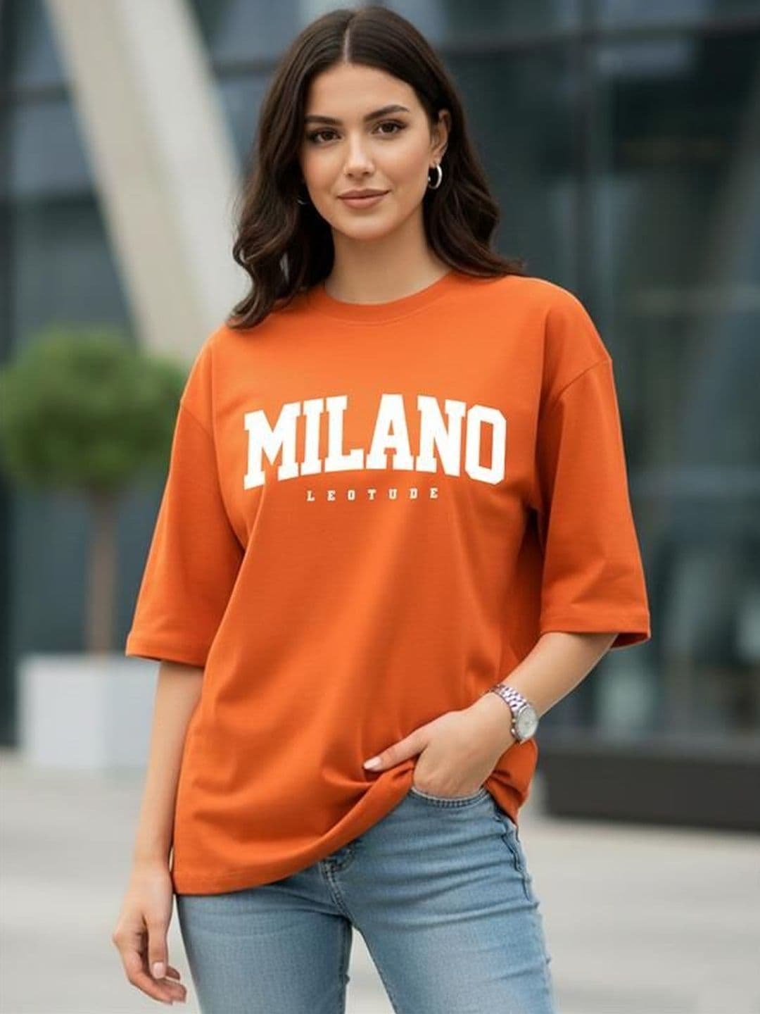 Leotude Women Typography Printed Drop-Shoulder Sleeves T-shirt - view 1