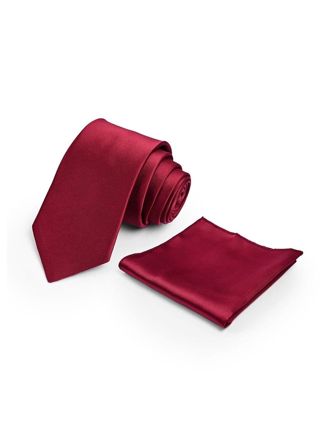 Cazzano Men Maroon Solid Tie With Pocket Square - view 1