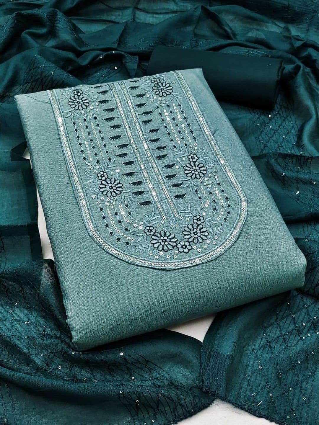 KALINI Embroidered Unstitched Dress Material - view 1
