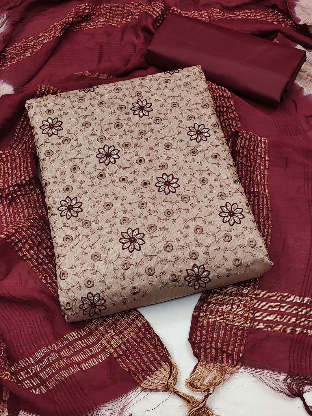 HERE&NOW Embroidered Pure Cotton Unstitched Dress Material - view 1