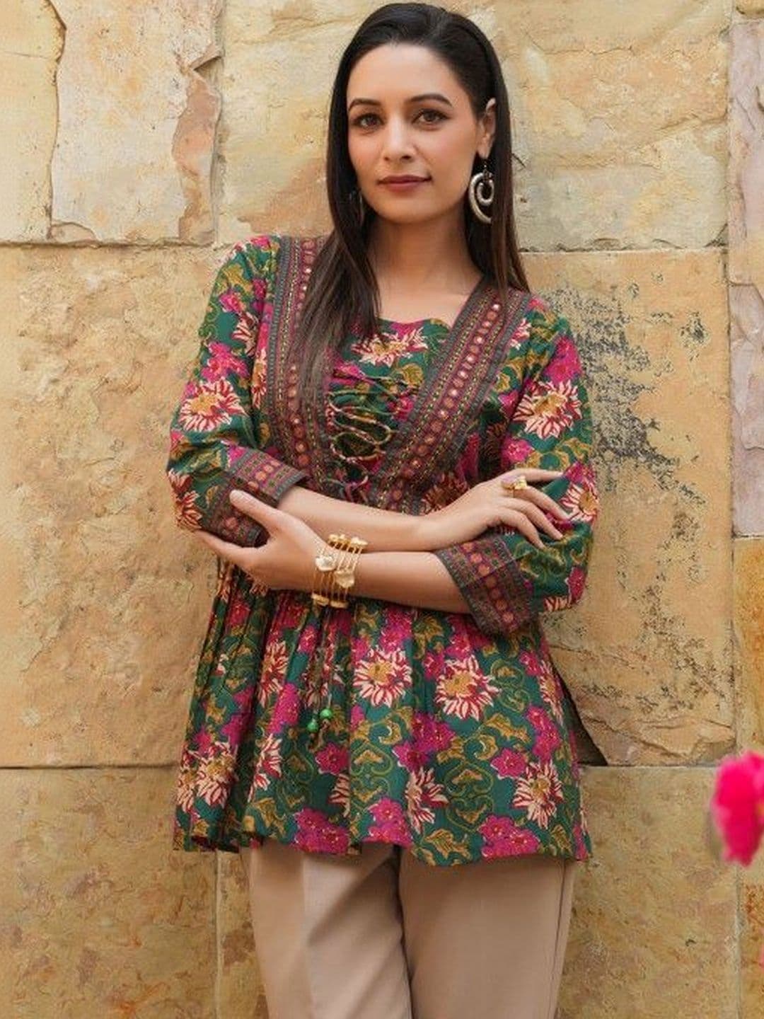 JAYRA TEXTILE Square Neck Printed Tunic - view 1