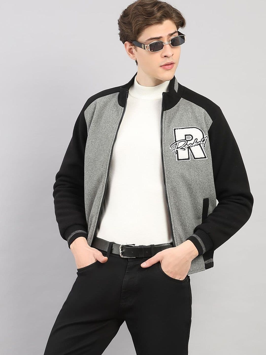 rock.it Men Brand Logo Colourblocked Outdoor Bomber with Embroidered Jacket - view 1
