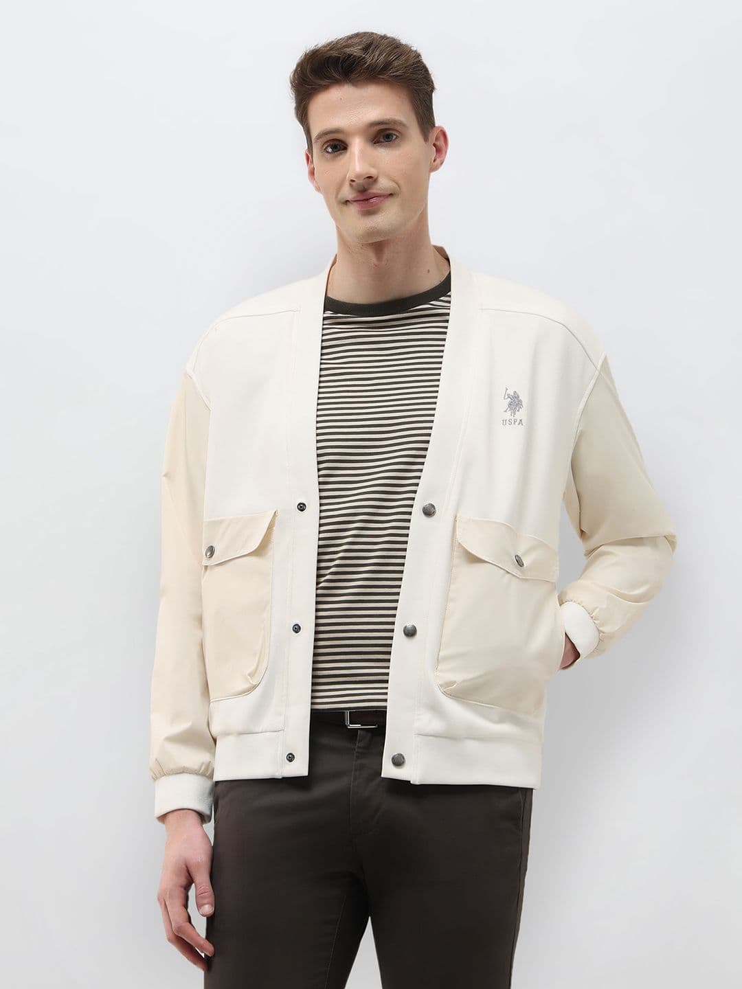 U.S. Polo Assn. Denim Co.Solid Regular Fit Snap Button Jacket - view 1