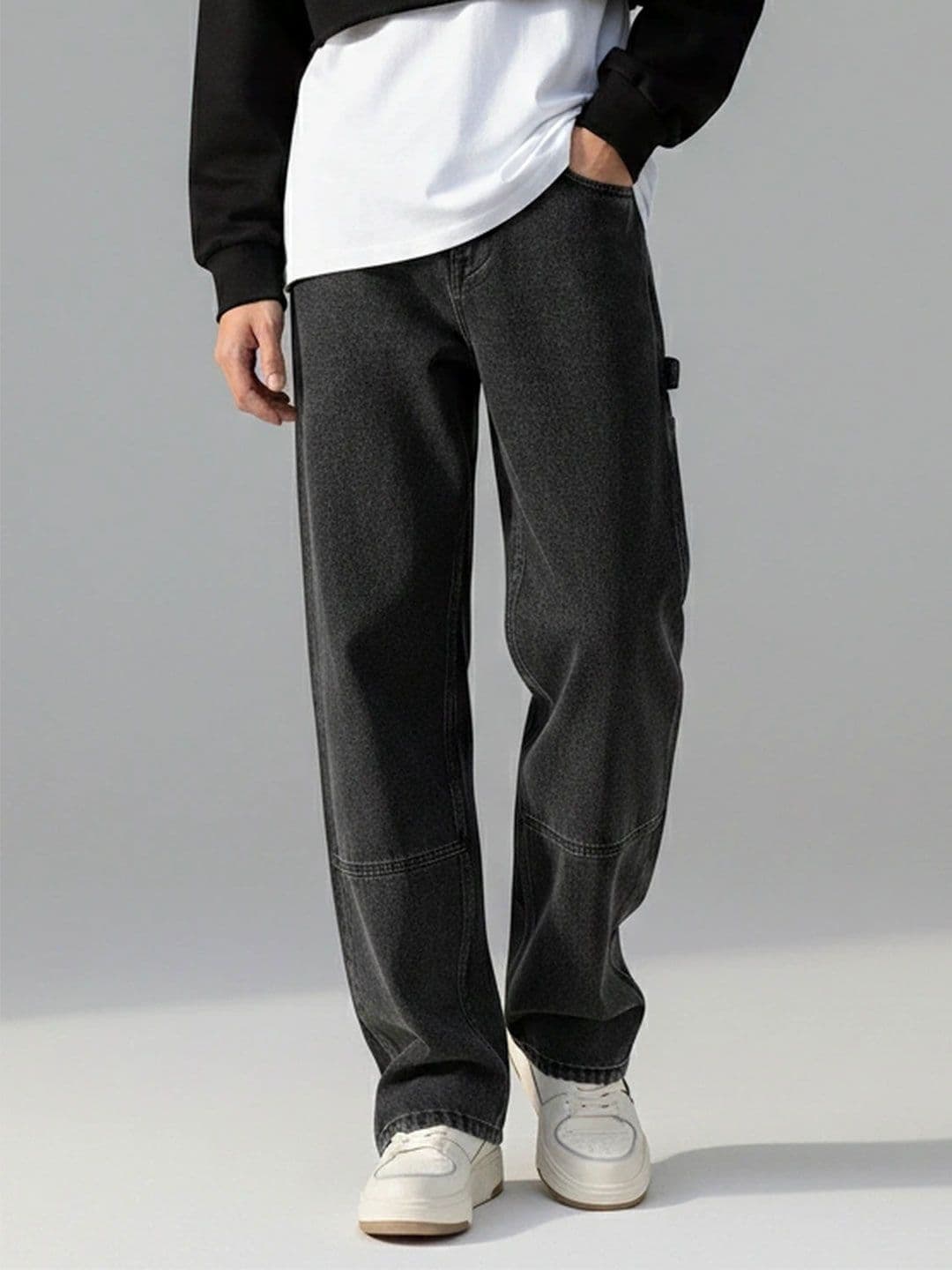ANDREW HILL Men Wide Leg Mid-Rise Dark Jeans - view 1