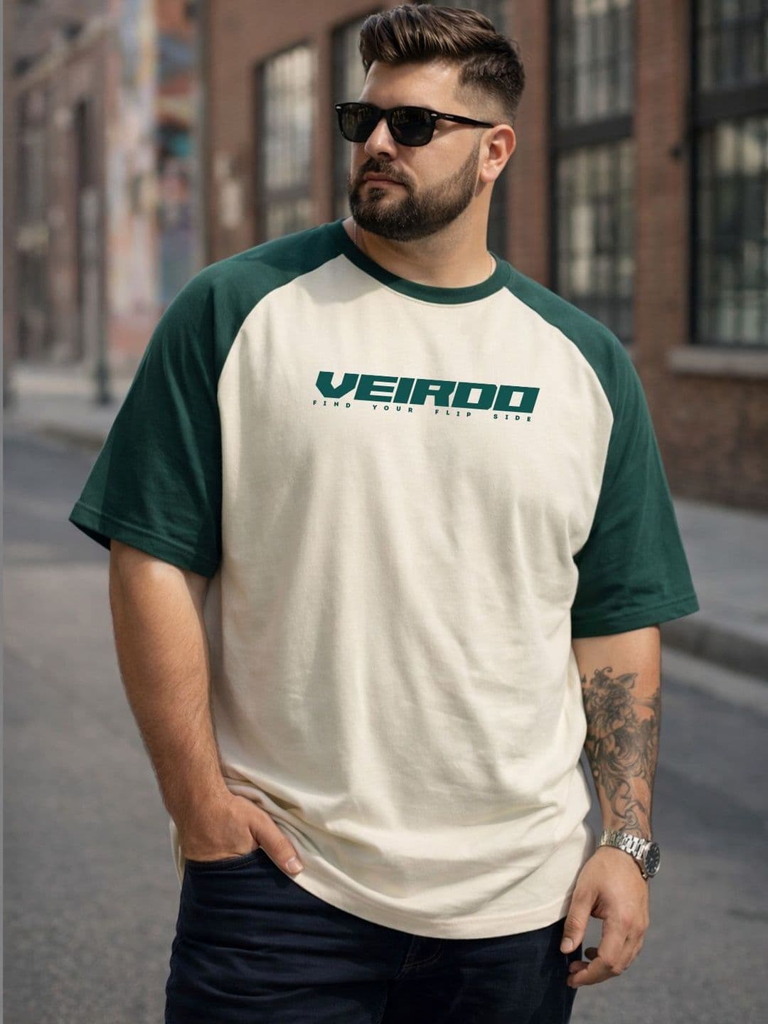 VEIRDO Men Typography Printed Pure Cotton T-shirt - view 1