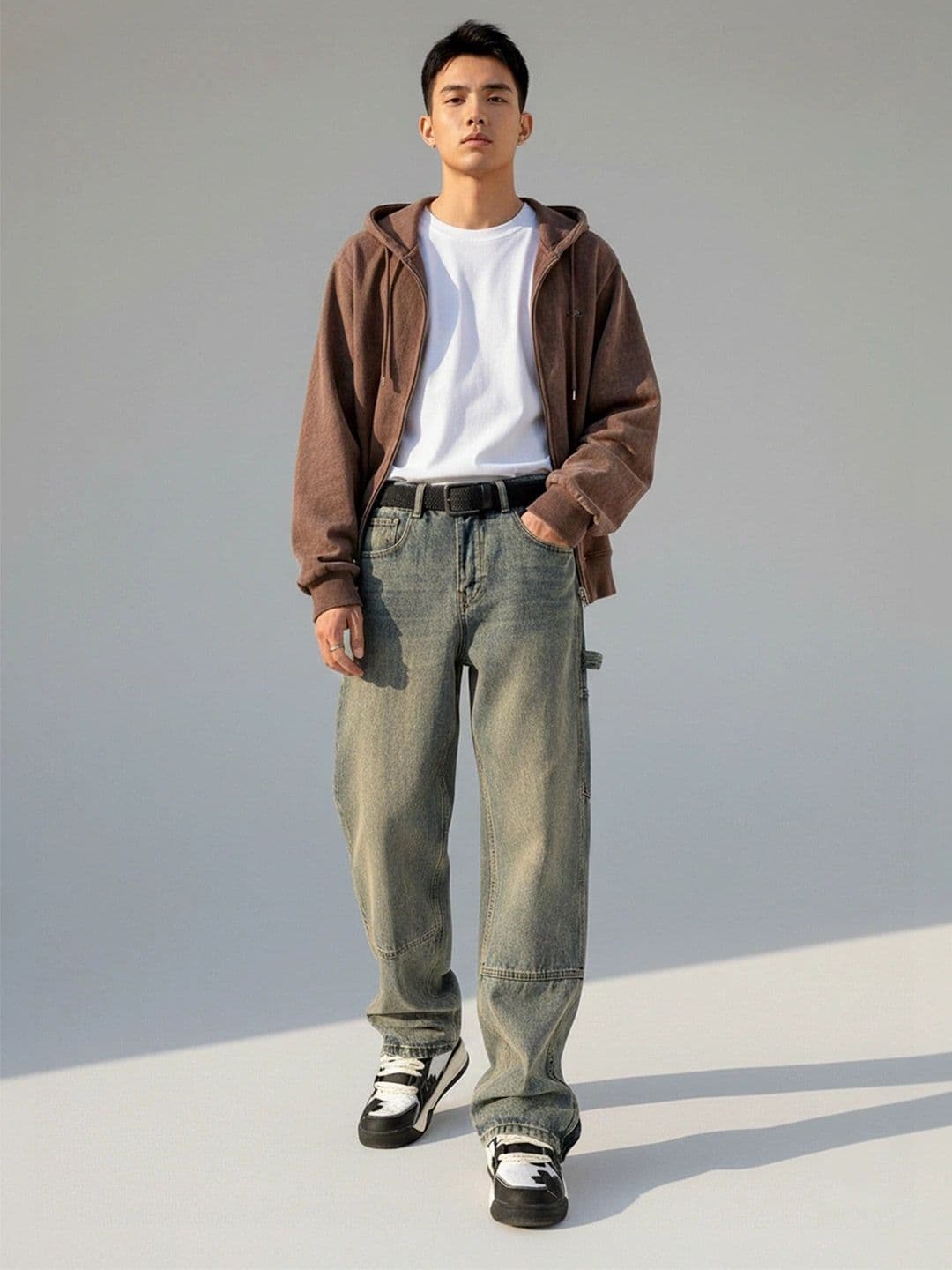 ANDREW HILL Men Wide Leg Mid-Rise Medium Shade Jeans - view 1