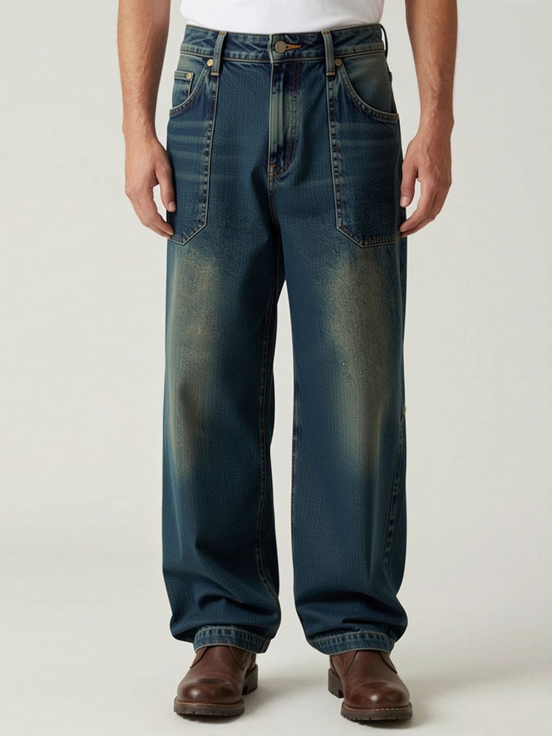 ANDREW HILL Men Baggy Mid-Rise Heavy Fade Jeans - view 1