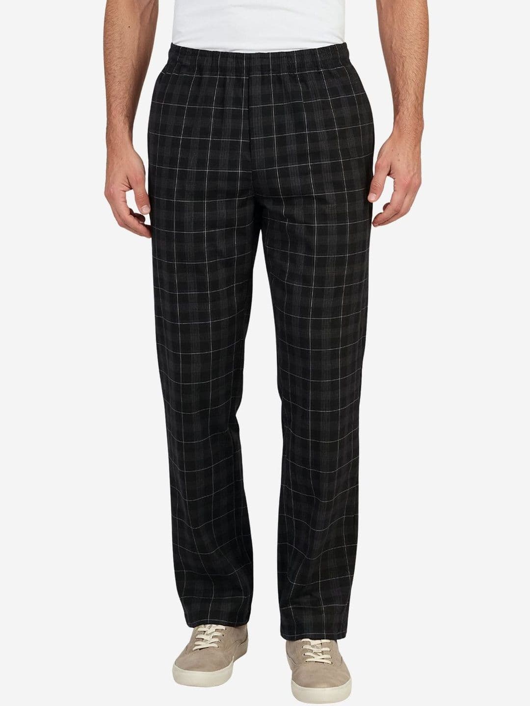 Bonjour Black & Grey Stripes Cotton Printed Pyjama - view 1
