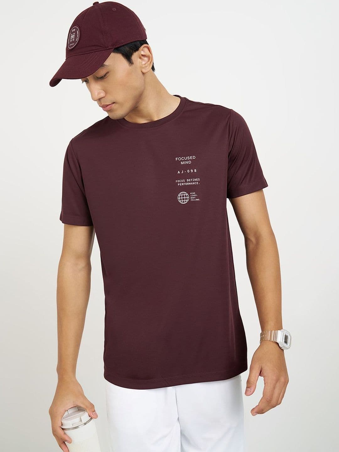 Ajile by Pantaloons Men Typography Printed Slim Fit T-shirt - view 1