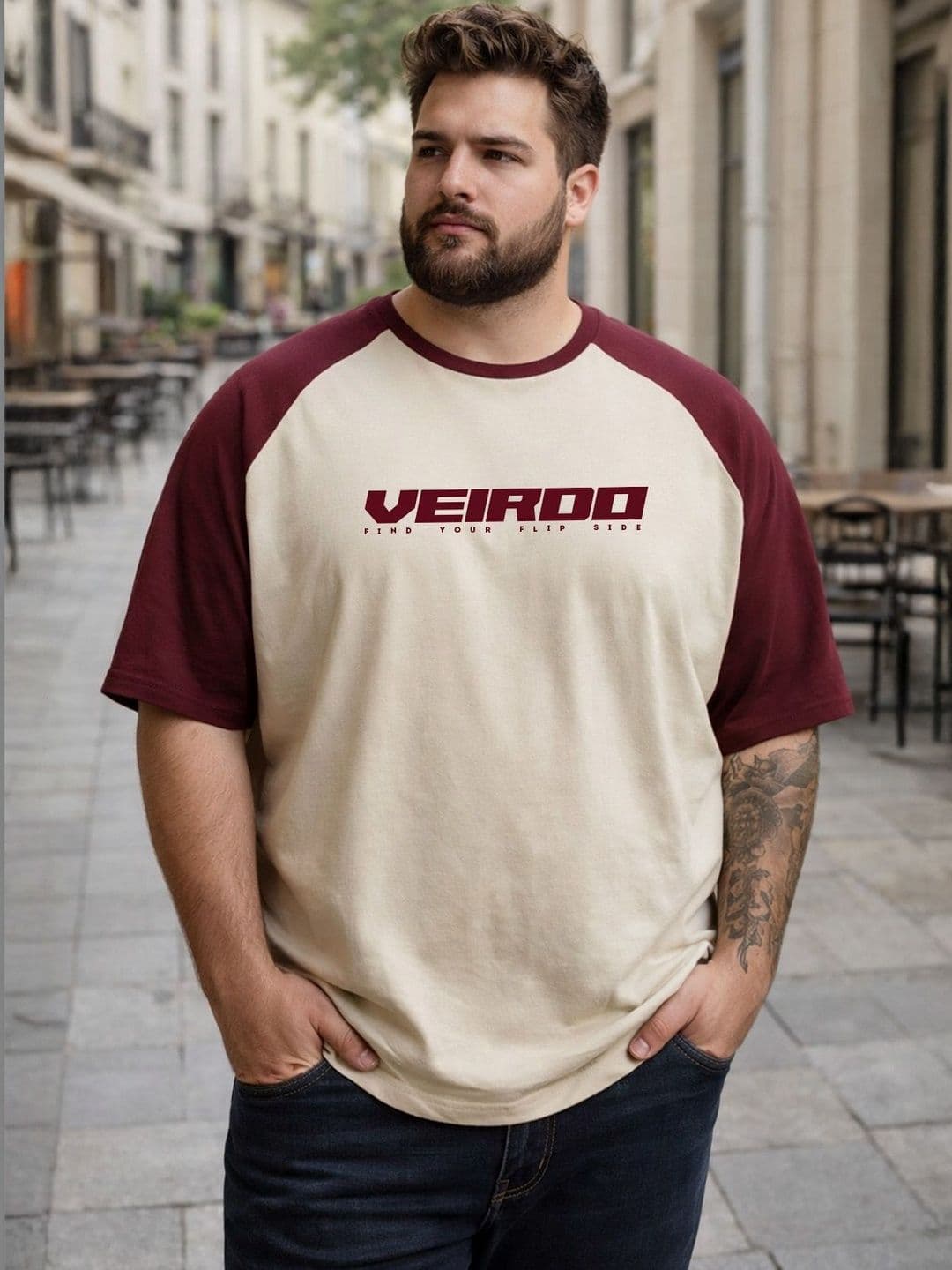 VEIRDO Men Typography Printed Pure Cotton T-shirt - view 1