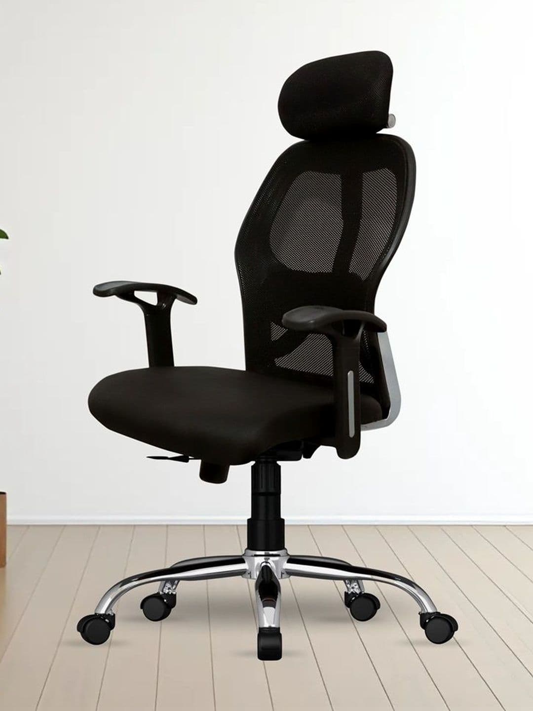 FUGO Black Textured Adjustable Seat Height Study Arm Chair - view 1