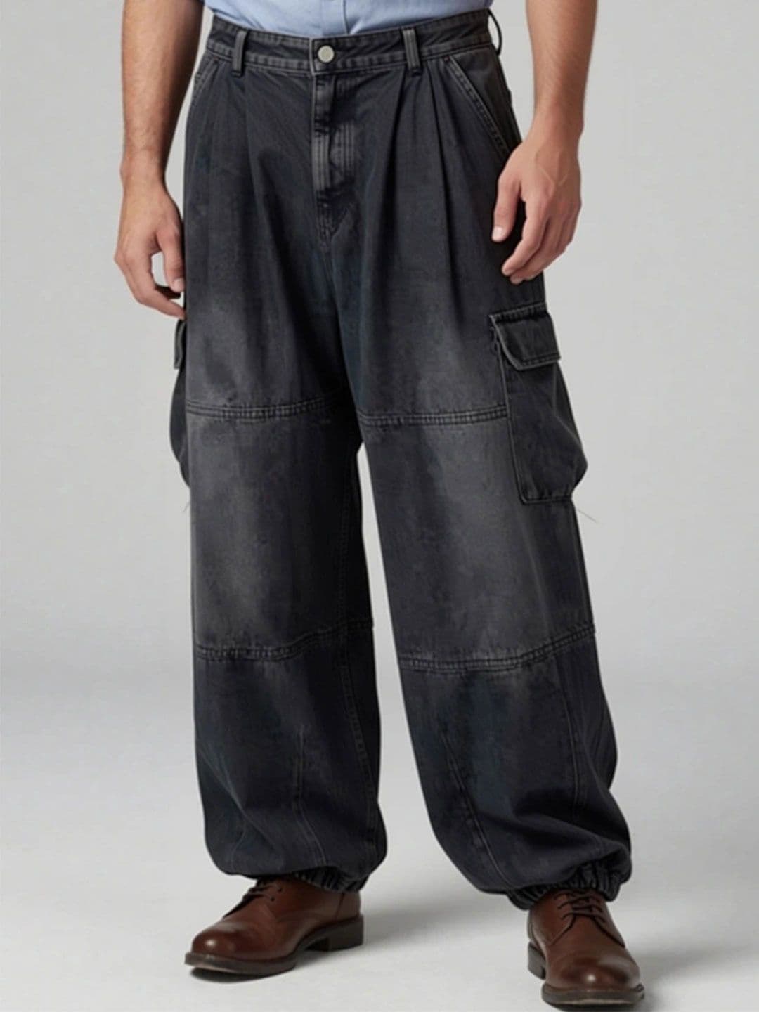 ANDREW HILL Men Wide Leg Mid-Rise Light Fade Jeans - view 1
