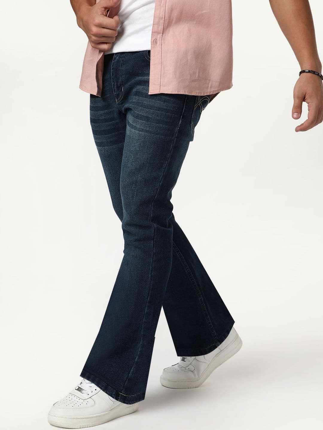 Urbano Fashion Men Blue Bootcut Fit Mid Rise Heavy Washed Stretchable Jeans - view 1