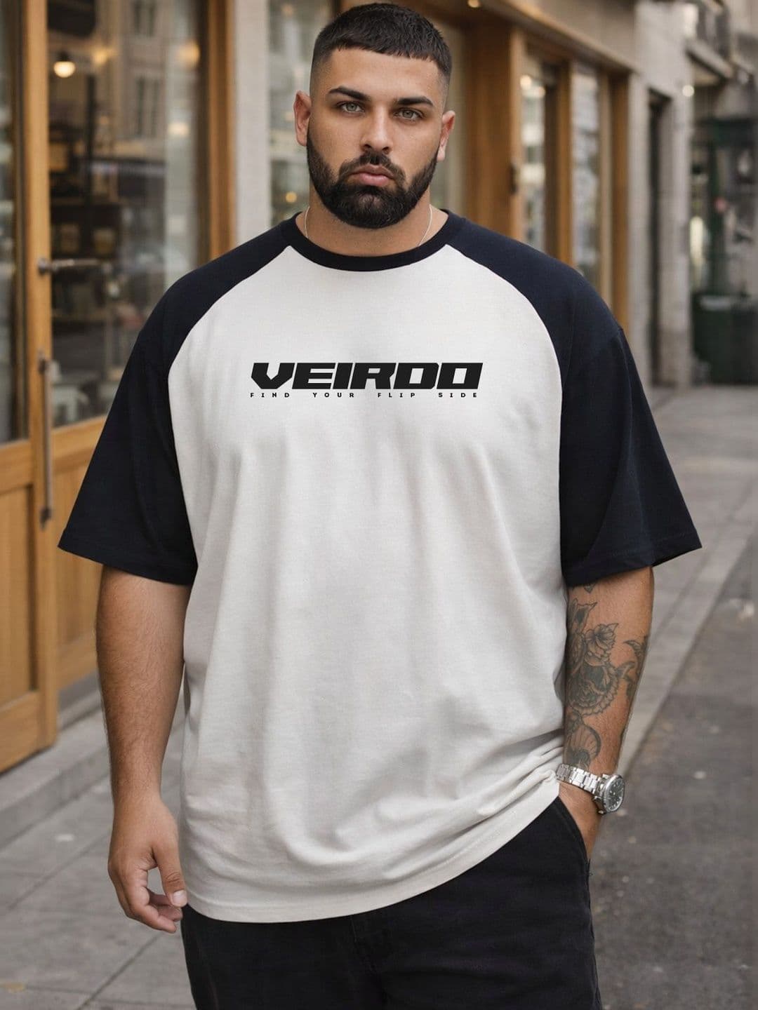 VEIRDO Men Typography Printed Pure Cotton T-shirt - view 1