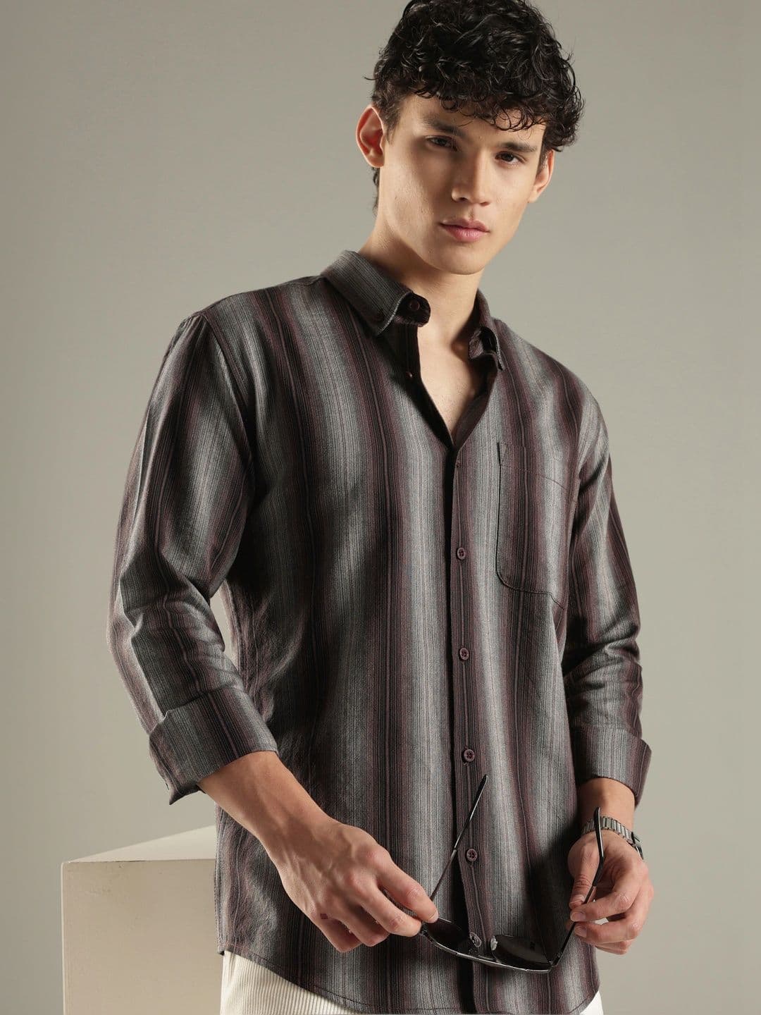 HERE&NOW Men Slim Fit Striped Casual Shirt - view 1