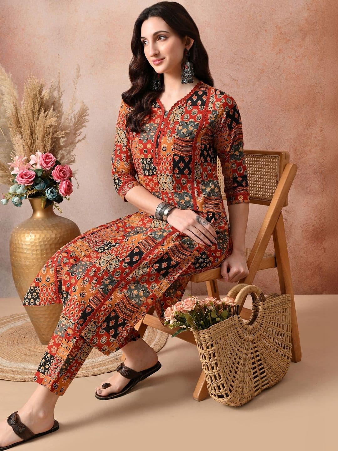 DEEPYOG APPAREL Women Ethnic Motifs Printed Regular Kurta with Trousers - view 1
