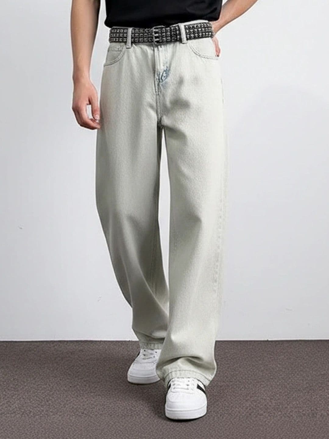 ANDREW HILL Men Wide Leg Mid-Rise Light Fade Jeans - view 1