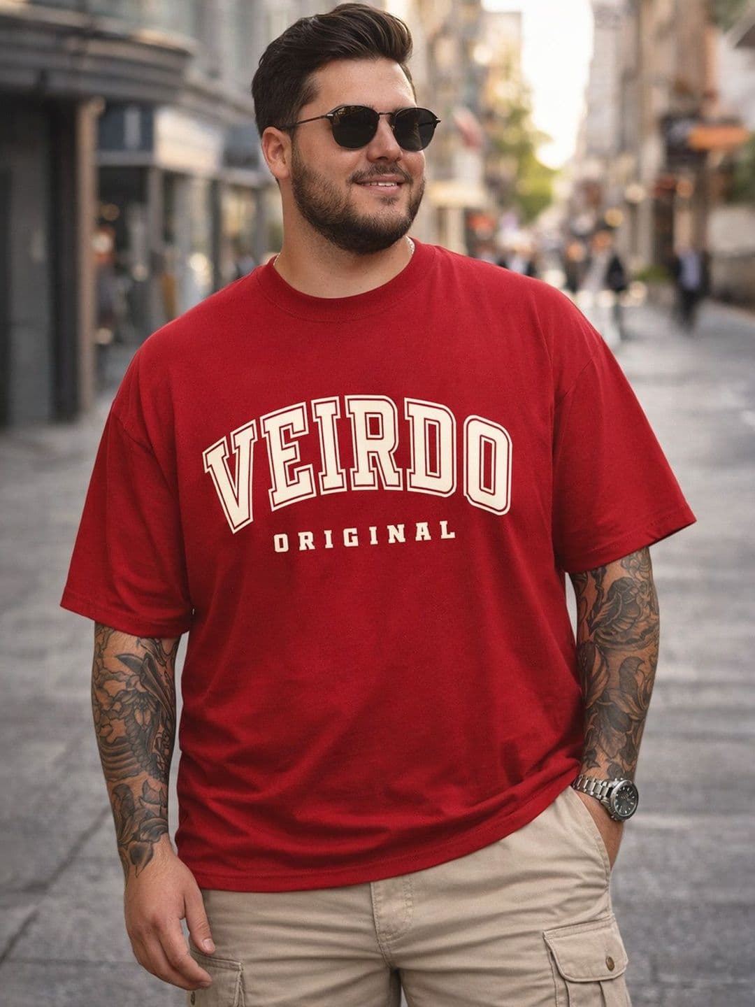 VEIRDO Men Typography Printed Pure Cotton T-shirt - view 1