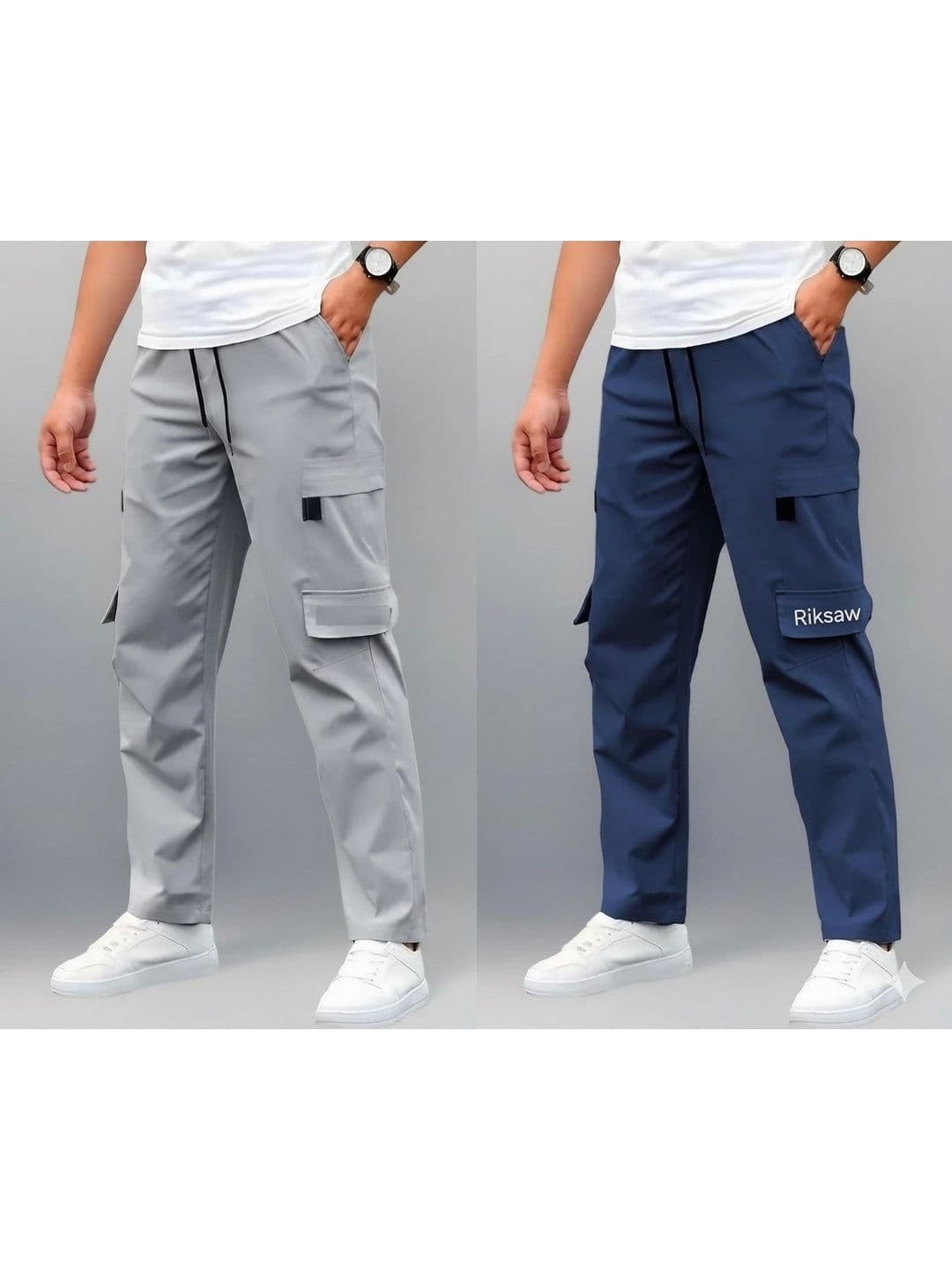 Riksaw Men Pack Of 2 Mid-Rise Cargo Joggers - view 1