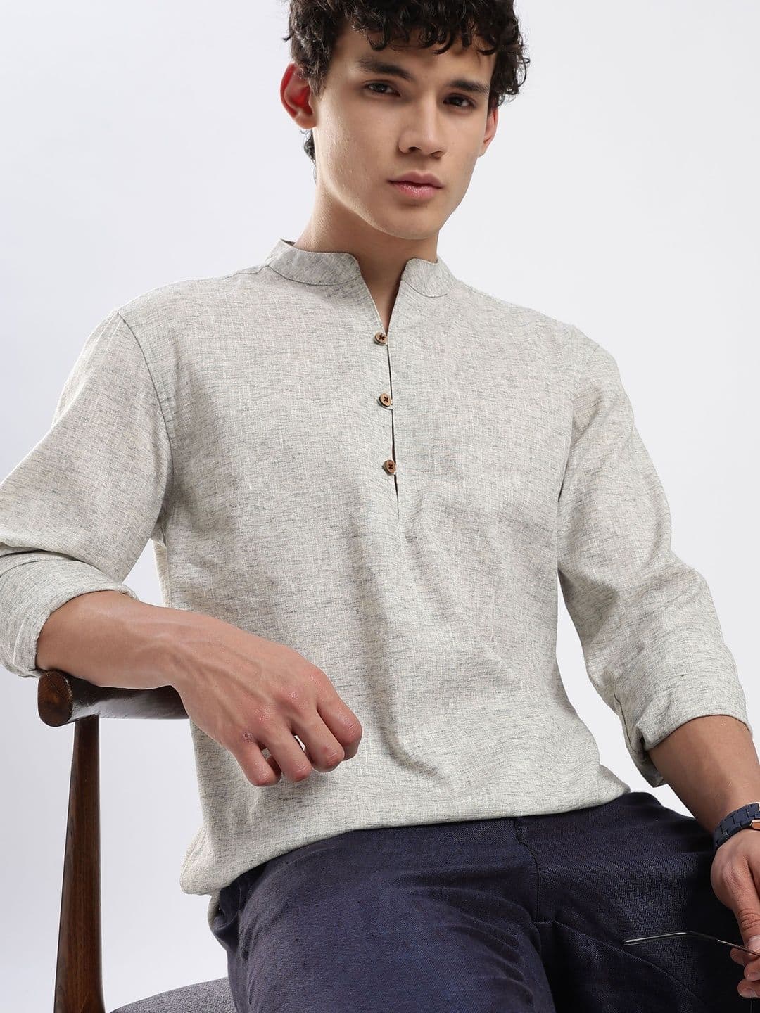 HERE&NOW Men Cold-Shoulder Sleeves Kurta - view 1
