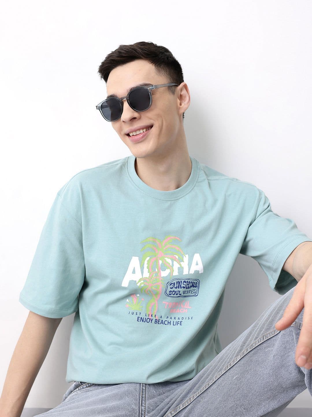 Mast & Harbour Graphic Printed Pure Cotton T-shirt - view 1