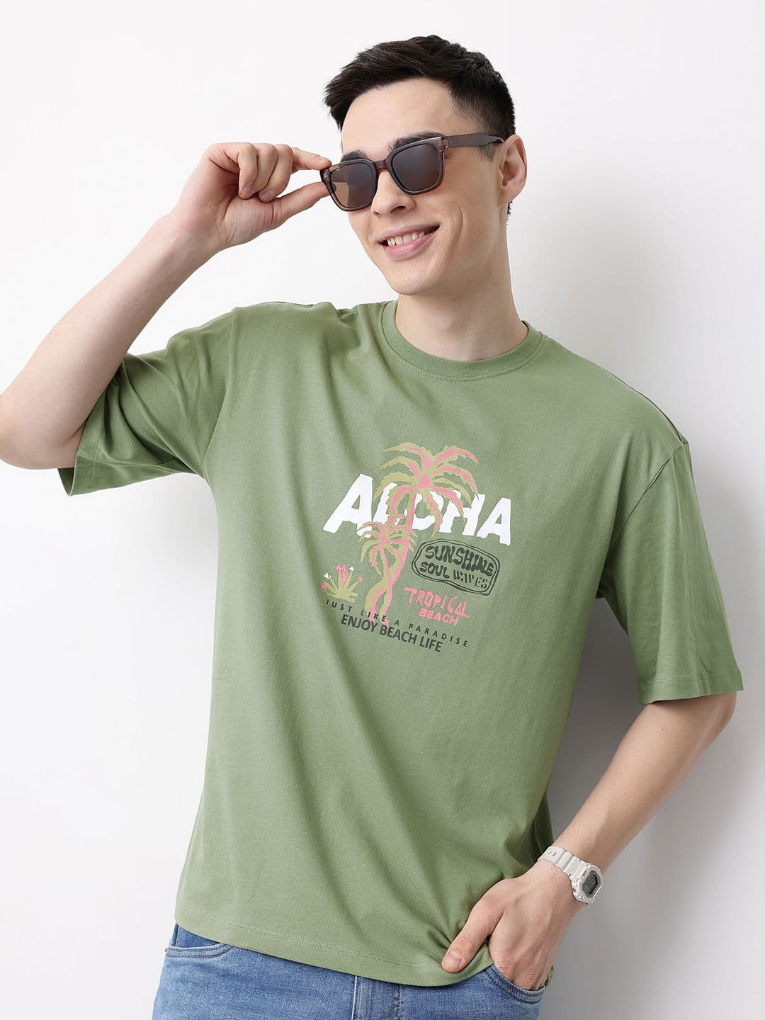 Mast & Harbour Graphic Printed Pure Cotton T-shirt - view 1