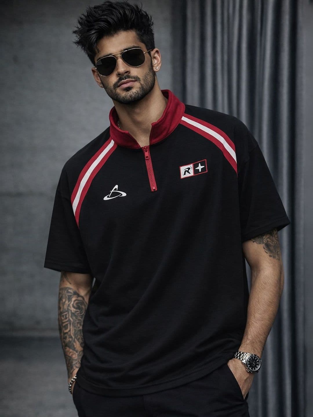 Force Men Brand Logo Colourblocked Polo Collar T-shirt - view 1