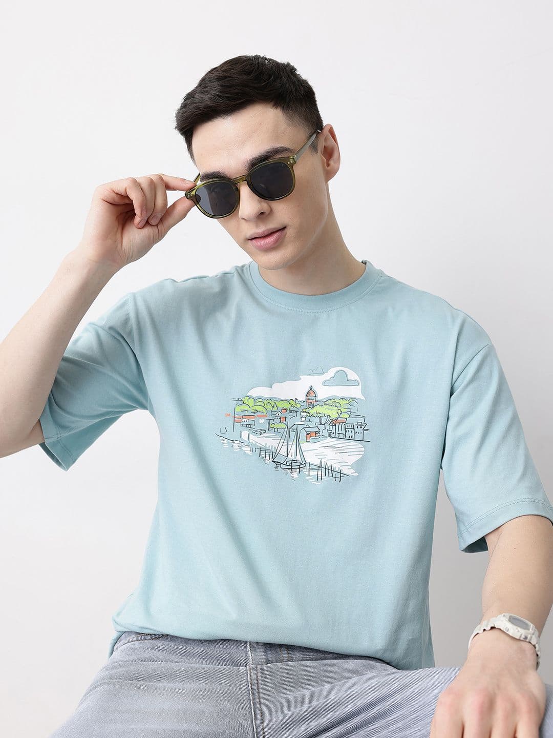 Mast & Harbour Graphic Printed Pure Cotton T-shirt - view 1
