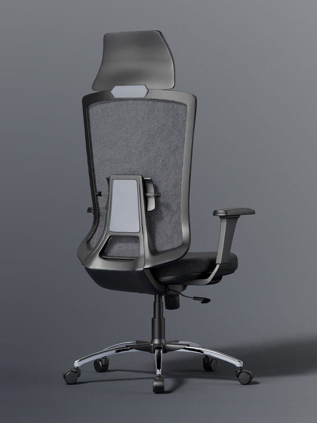 FUGO Black Textured Head Support Study Arm Chair - view 1