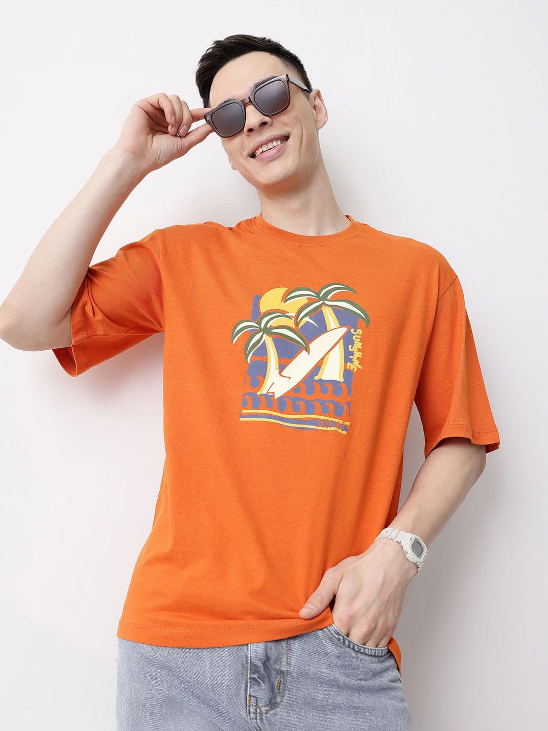 Mast & Harbour Graphic Printed Pure Cotton T-shirt - view 1