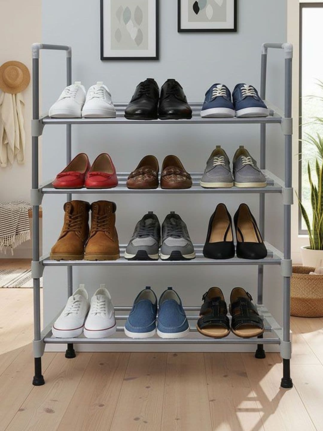 Urban Choice Grey Stainless Steel 4-Layer Shoe Rack - view 1