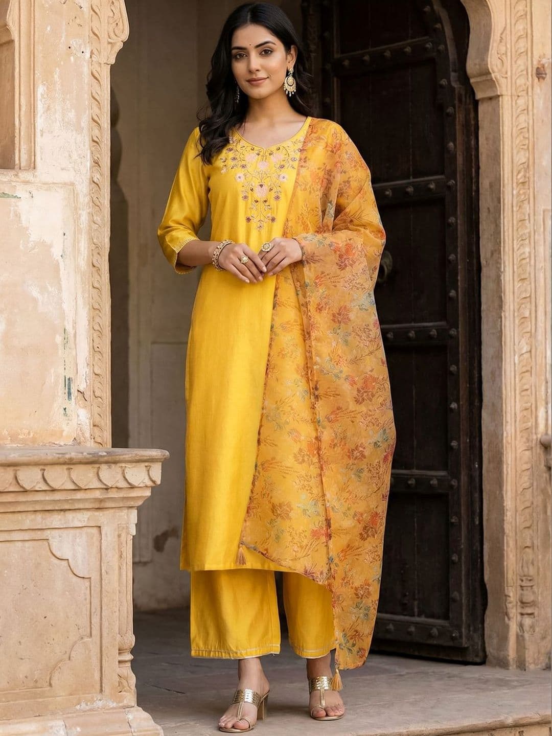 Indo Era Printed Organza Dupatta - view 1
