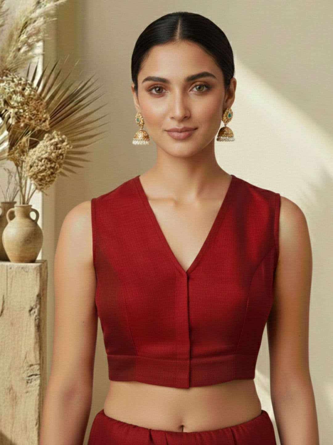 Thevasa Silk V-Neck Forever Classy Blouse - view 1
