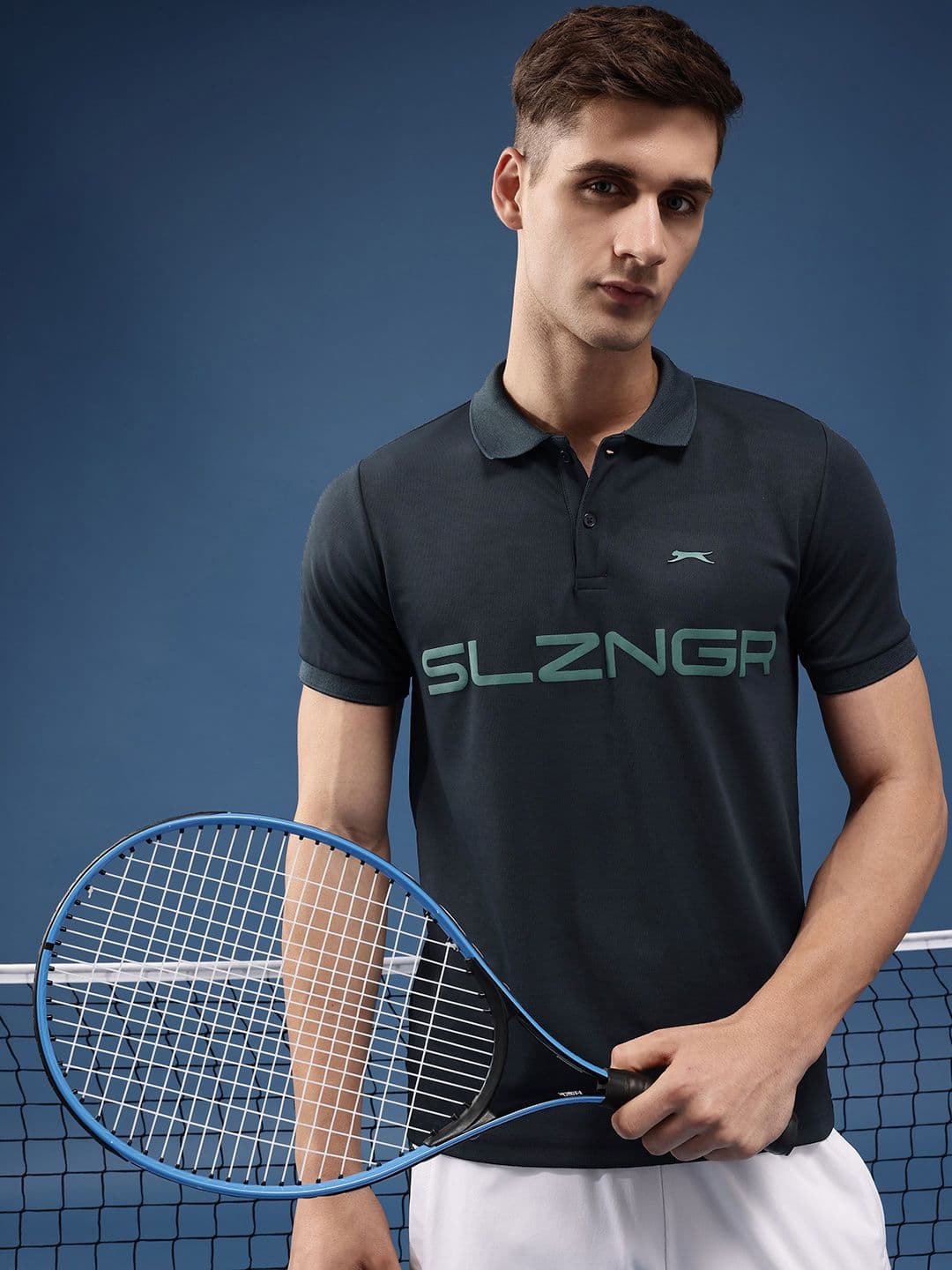 Slazenger Brand Logo Printed Polo Collar Sports T-shirt - view 1