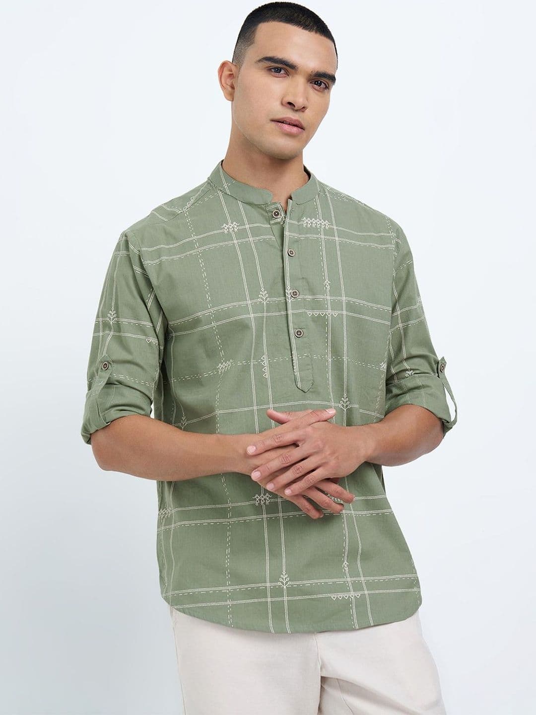 indus route by Pantaloons Men Printed Thread Work Kurta - view 1