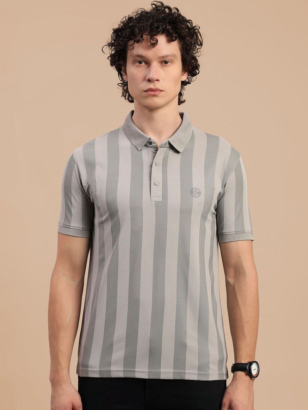LUX NITRO Men Striped Cotton Blend Short Sleeve Collared Regular Fit Polo T Shirt - view 1