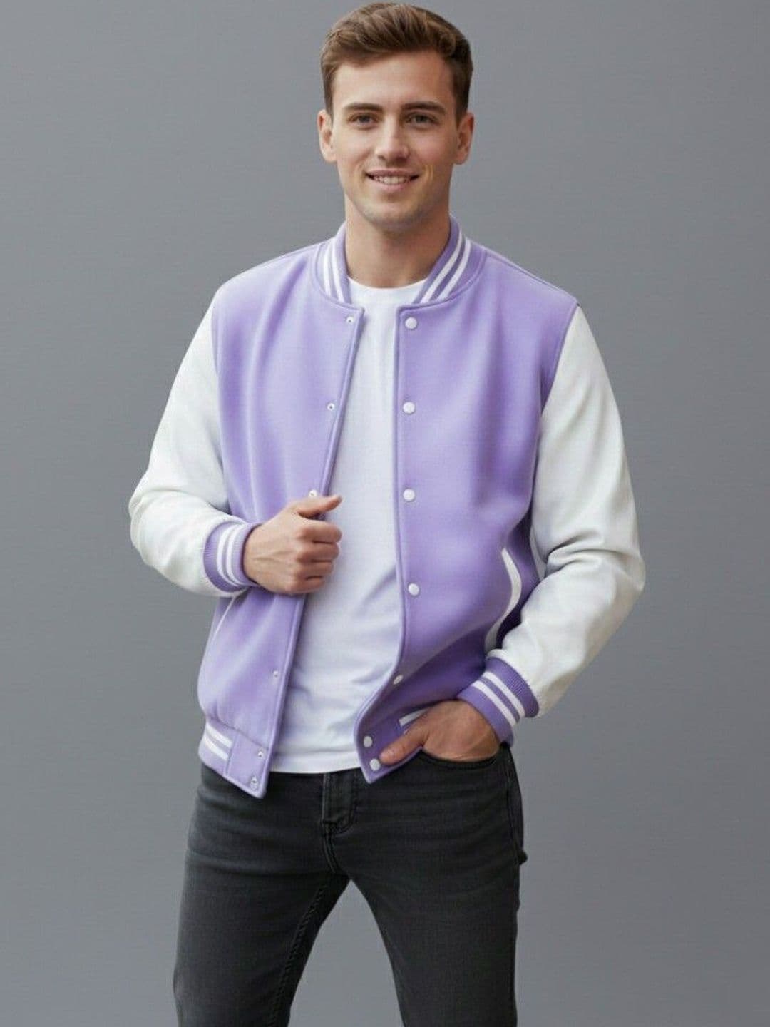 Besick Men Colourblocked Lightweight Varsity Jacket - view 1