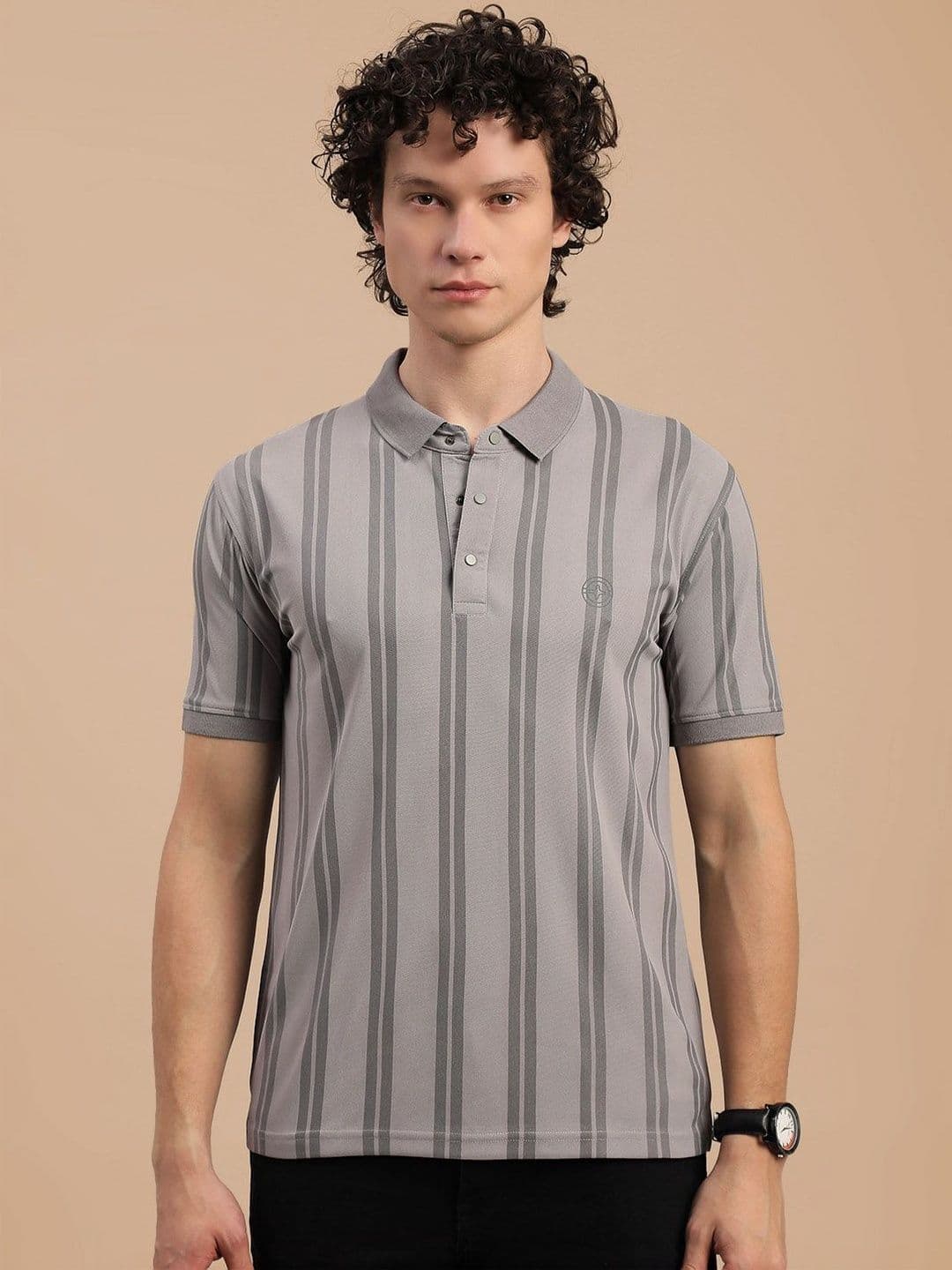 LUX NITRO Men Striped Cotton Blend Short Sleeve Collared Regular Fit Polo T Shirt - view 1