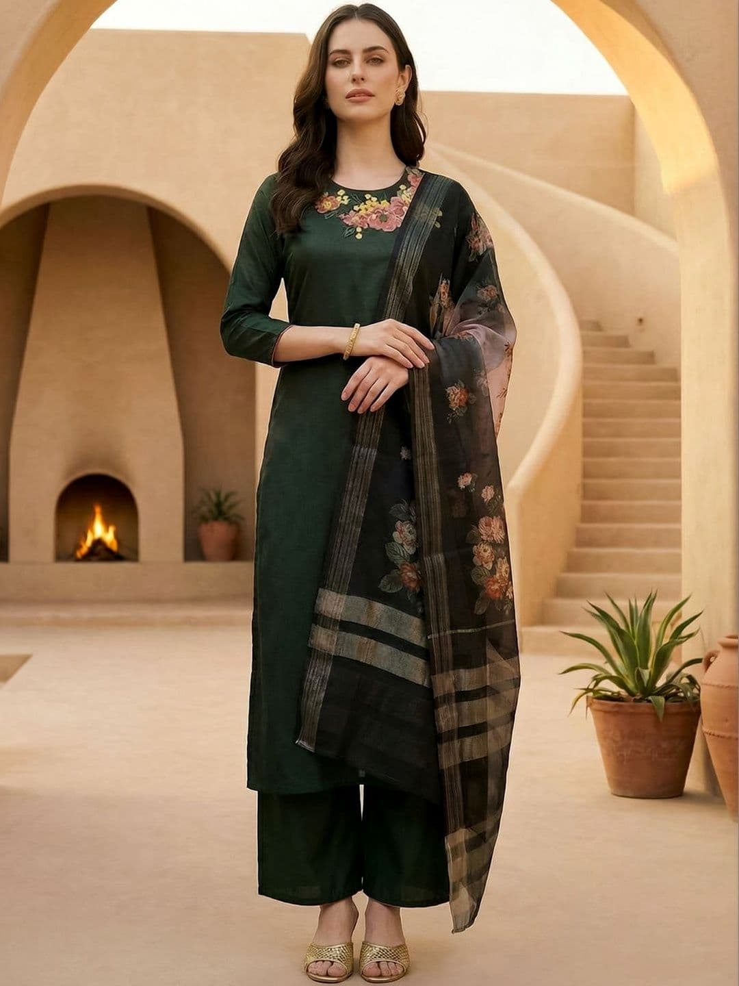 Indo Era Printed Organza Dupatta - view 1