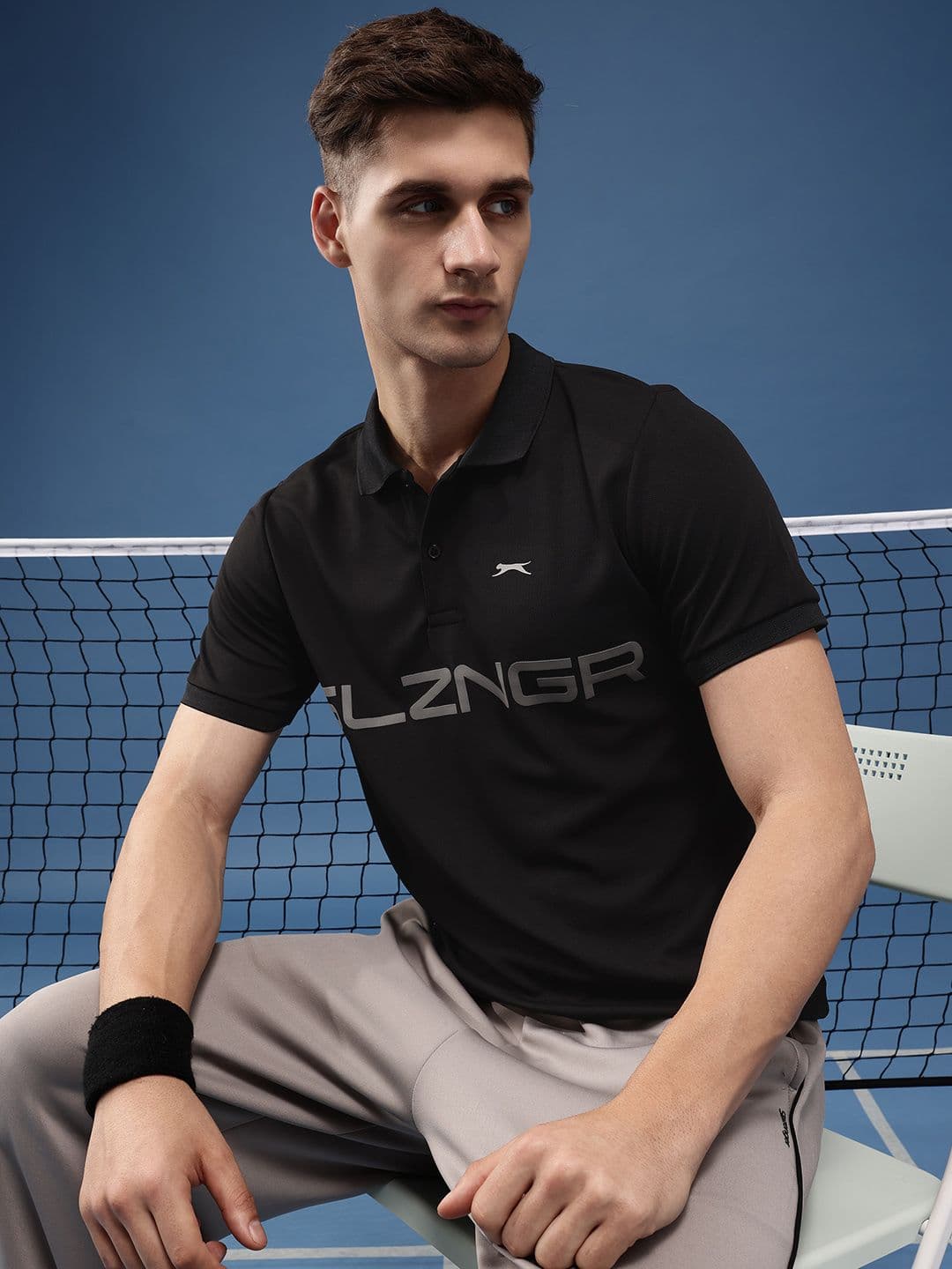 Slazenger Brand Logo Printed Polo Collar Sports T-shirt - view 1