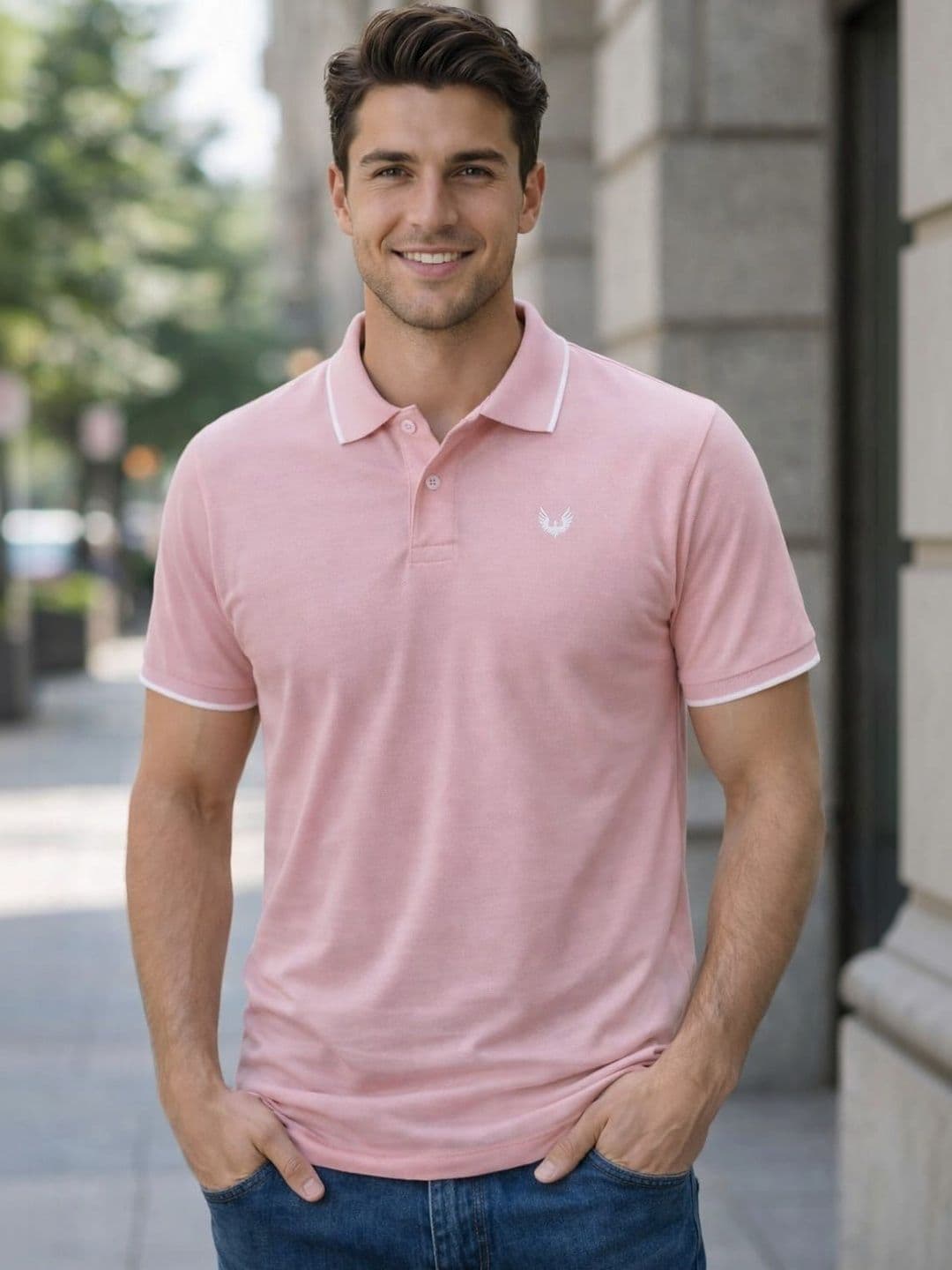 HERE&NOW Men Brand Logo Polo Collar T-shirt - view 1