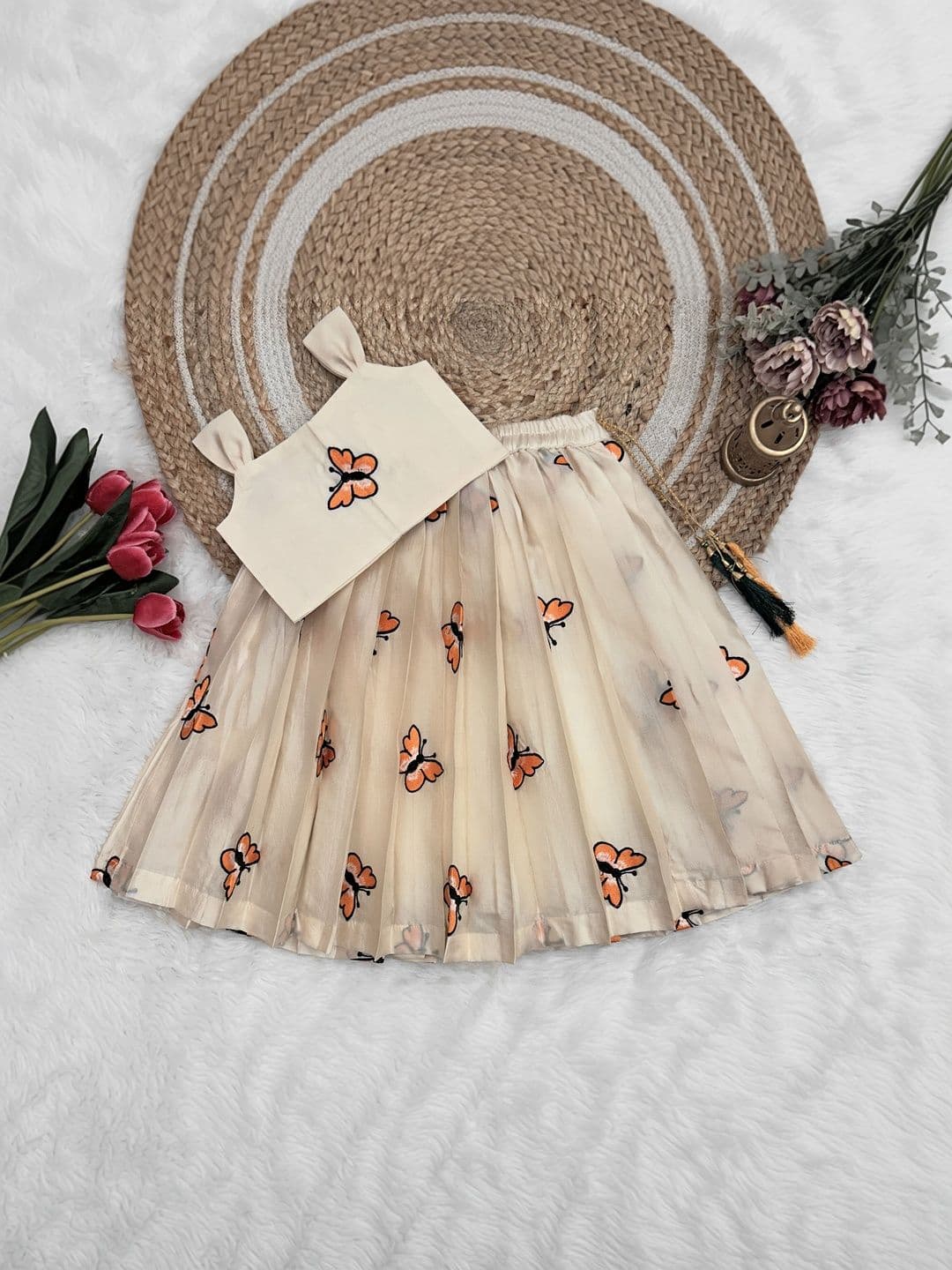 FELIZ THE DESIGNER STUDIO Girls Embroidered Thread Work Ready to Wear Lehenga & - view 1