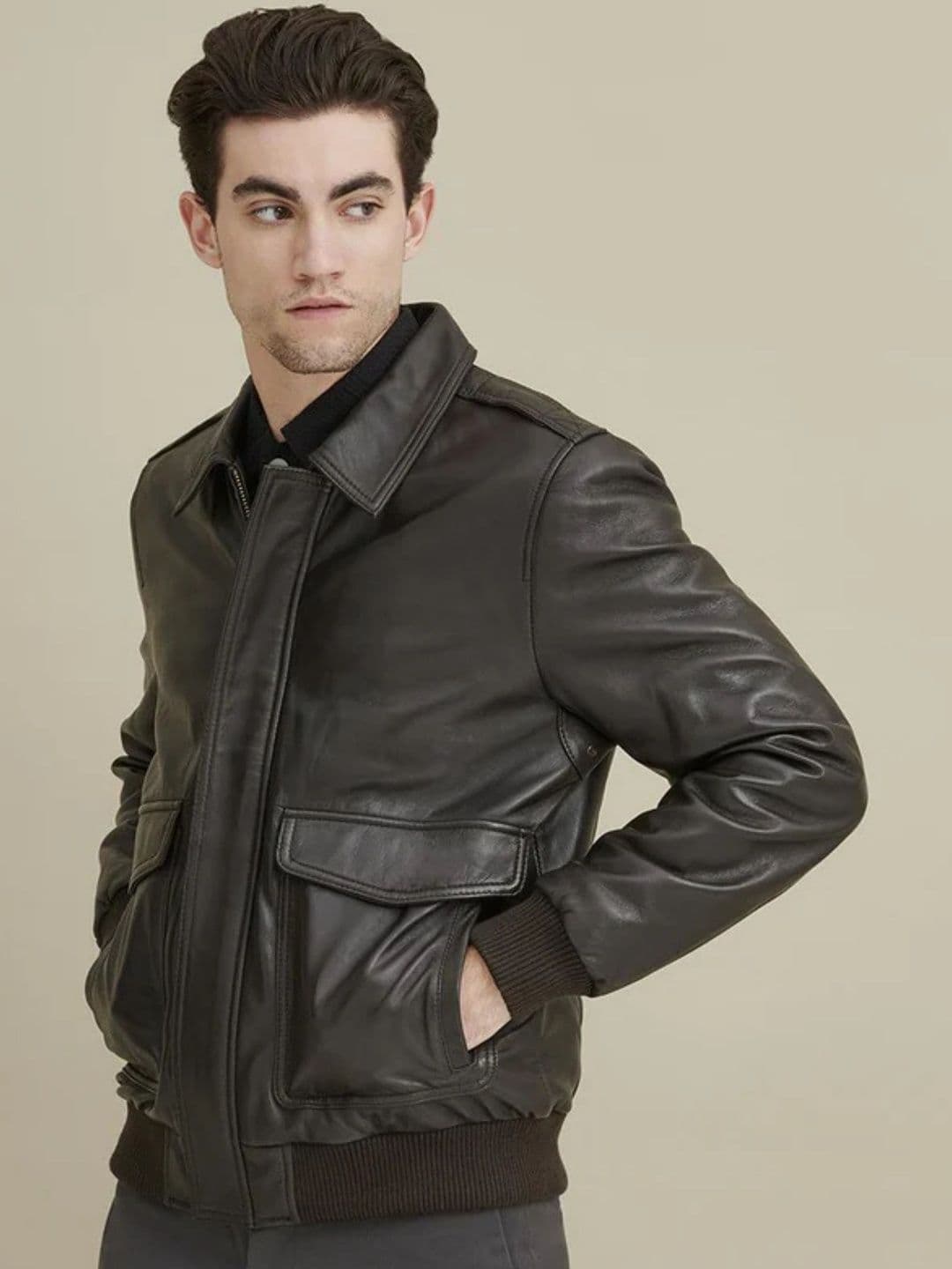 Charmshilp Men Leather Windcheater Outdoor Bomber Jacket - view 1