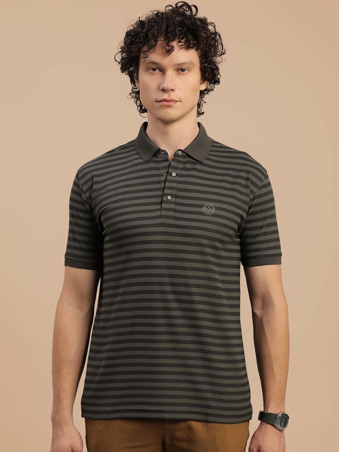 LUX NITRO Men Striped Cotton Blend Short Sleeve Collared Regular Fit Polo T Shirt - view 1