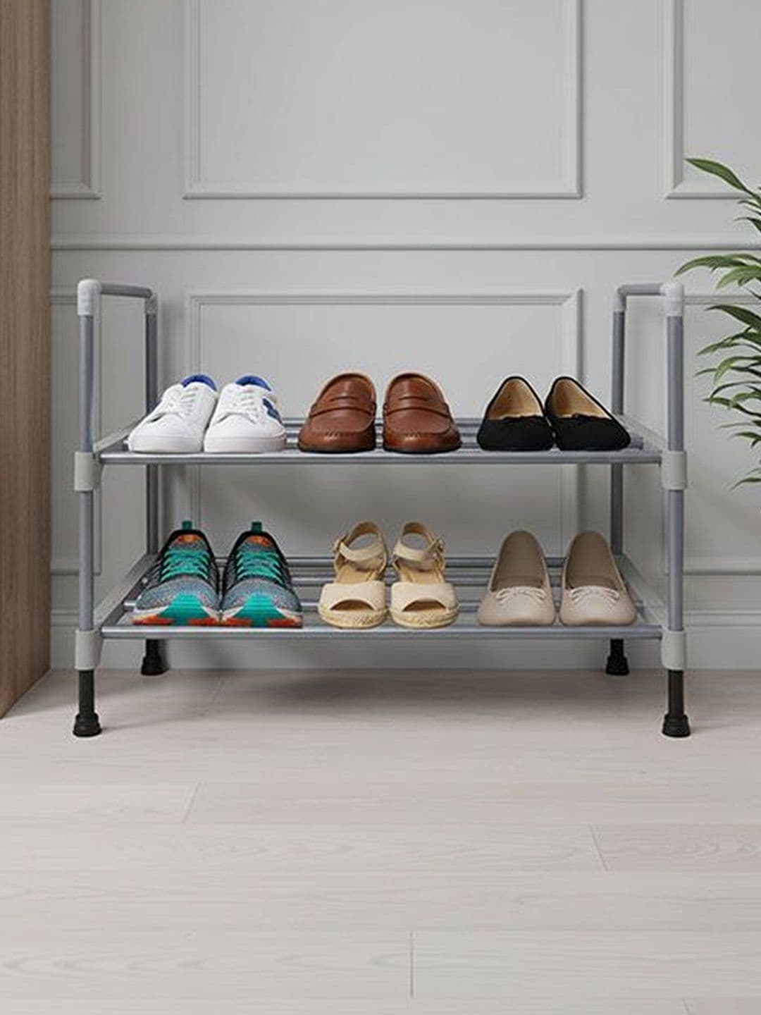 Urban Choice Grey Metal 2-Layer Shoe Rack - view 1