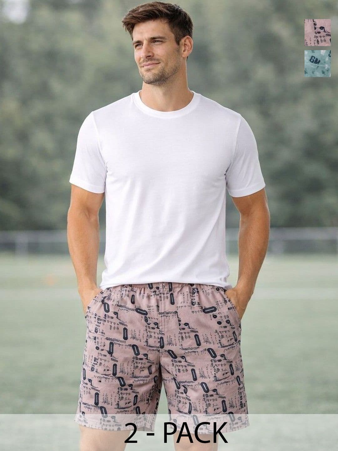 Mast & Harbour Pack Of 2 Printed Cotton Mid-Rise Boxers - view 1