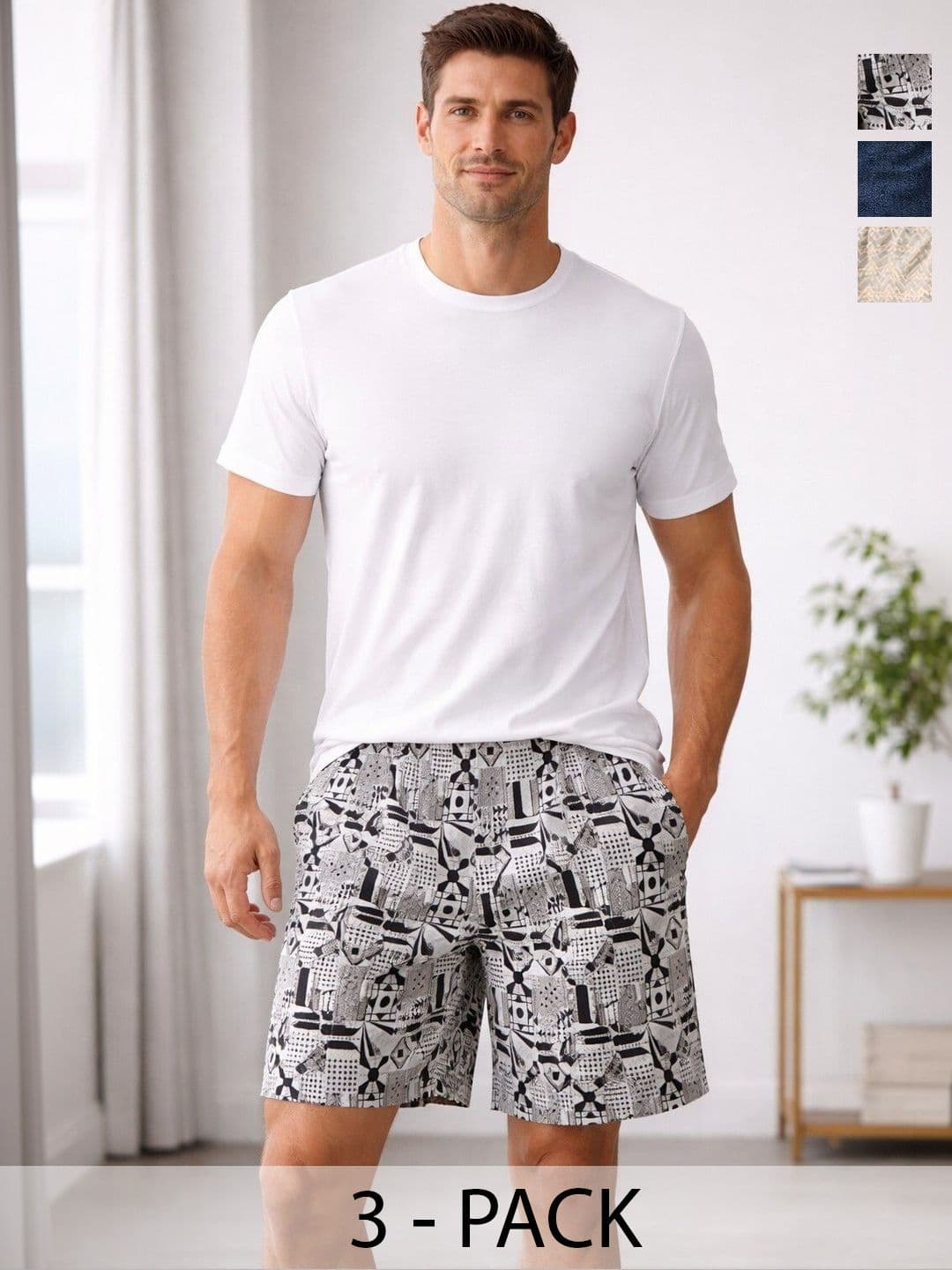 Mast & Harbour Pack Of 3 Printed Cotton Mid-Rise Boxers - view 1